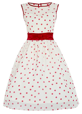 Lindy Bop Candy White Red Christmas Party Polka Dot Tea Swing Dress