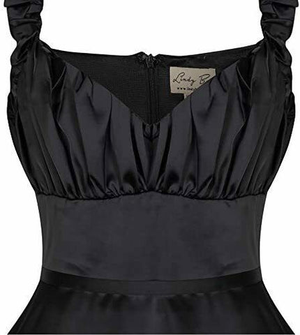 Lindy Bop Classy Theresa Black Satin 50's Style Evening Dress