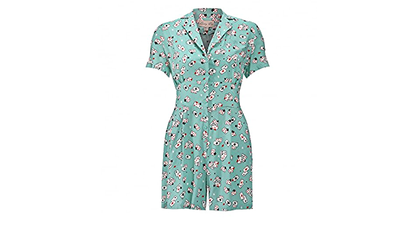 Poker Lindy Bop 'Beaujolie' Green Playing Cards Playsuit Size 8