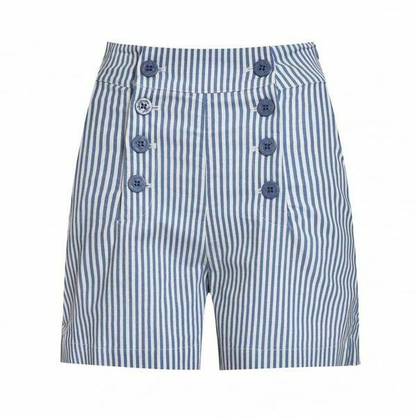 Lindy Bop Coco Blue White Stripe High Waisted Sailor Type Shorts