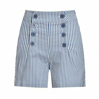 Lindy Bop Coco Blue White Stripe High Waisted Sailor Type Shorts