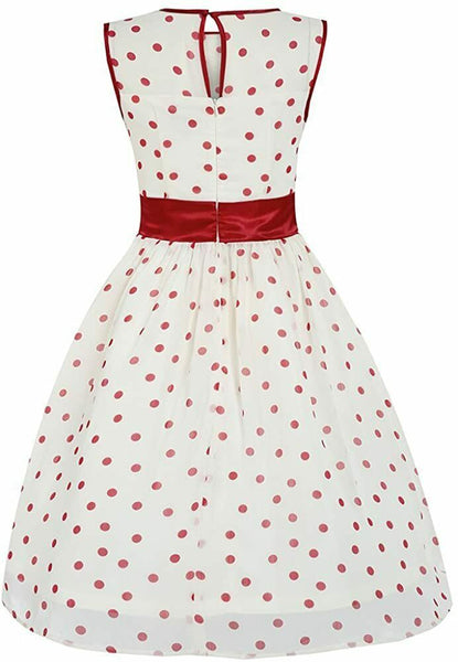 Lindy Bop Candy White Red Christmas Party Polka Dot Tea Swing Dress