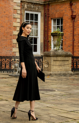 Lindy Bop 'Marla Jackie O Inspired Black Jersey 1950s 1960s Swing Dress