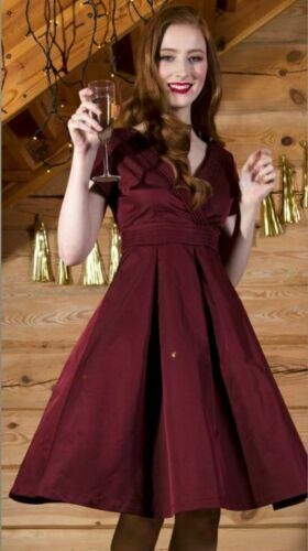 Lindy Bop Vintage Darcy Swing Dress in Burgundy