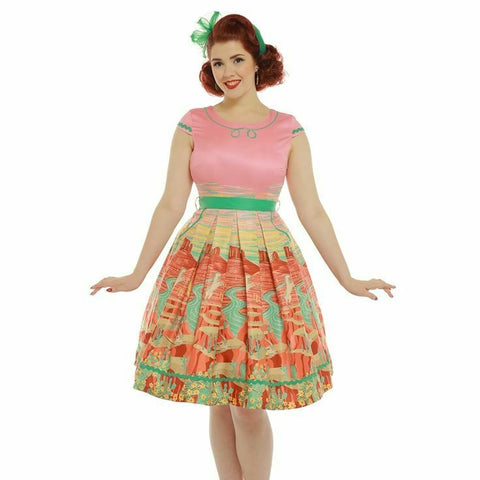 Lindy Bop Bethany Retro Style Pink Western Swing Dress