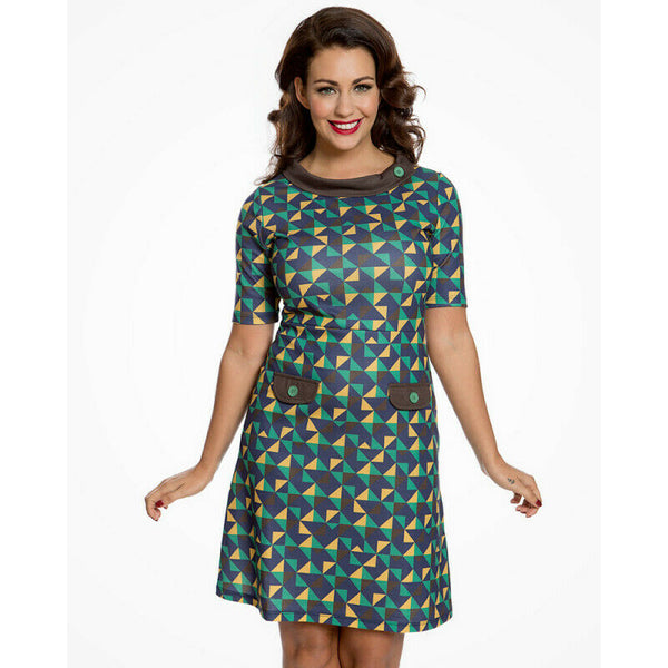 Lindy Bop Ladies Dress Style Monica 60's multicolored Triangles