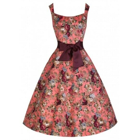 Lindy Bop Ellen Floral Print 50's Fit n Flare Rockabilly Swing Dress