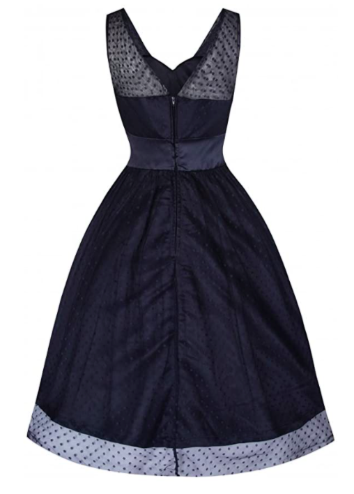 Lindy Bop Ella Midnight Blue Polka Dot Prom/Occasion Dress