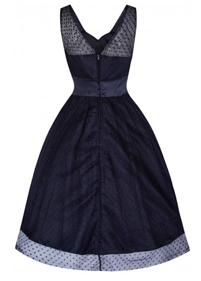 Lindy Bop Ella Midnight Blue Polka Dot Prom/Occasion Dress
