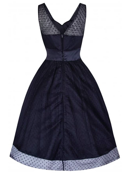 Lindy Bop Ella Midnight Blue Polka Dot Prom/Occasion Dress