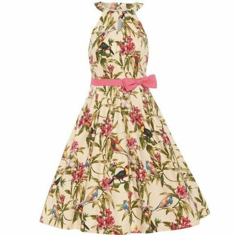 Lindy Bop Cherel Pink Toucan Birds Tropical Dress