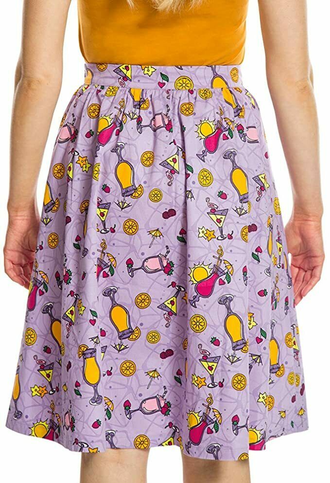 Lindy Bop Pryia Priya Pink Summer Cocktail Print Swing Skirt