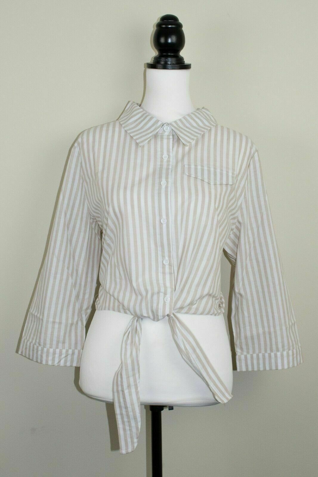 Lindy Bop Remi Striped 100% Cotton Tie Front Top Blouse