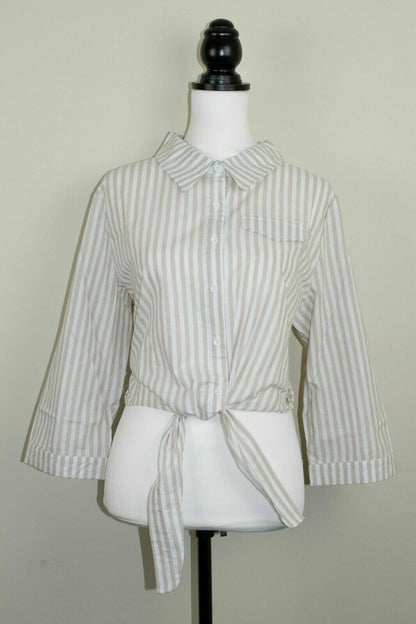 Lindy Bop Remi Striped 100% Cotton Tie Front Top Blouse