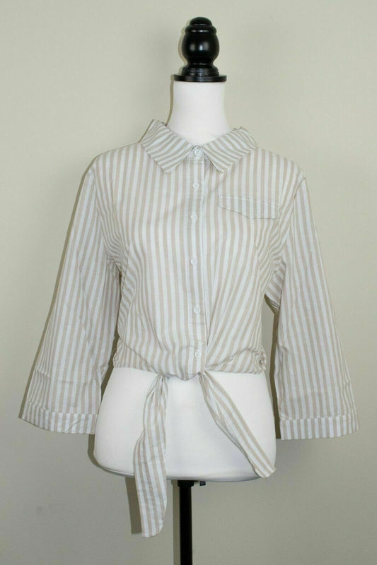 Lindy Bop Remi Striped 100% Cotton Tie Front Top Blouse