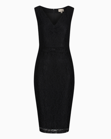 New Lindy Bop Anne Black Lace Vintage Wiggle Secretary Pencil Dress Plus size 8