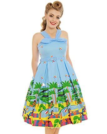 Lindy Bop Bailee Light Blue Waterpark Print Swing Dress - HerSecretCloset.co.uk