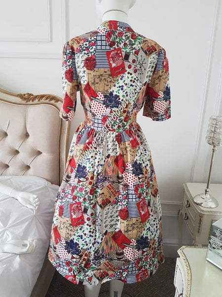 Lindy Bop Savannah Cream Patchwork Tea Dress - HerSecretCloset.co.uk