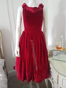 Lindy Bop Christie Red Velvet Swing Dress - HerSecretCloset.co.uk