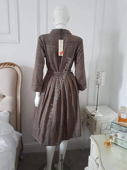 Lindy Bop Charlotte Rustic Check Shirt Swing Dress - HerSecretCloset.co.uk