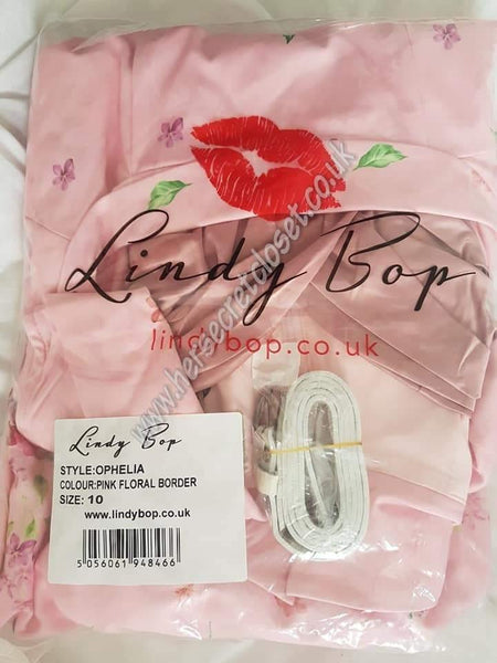 Lindy Bop Ophelia Pink Floral Border Print Swing Dress - HerSecretCloset.co.uk