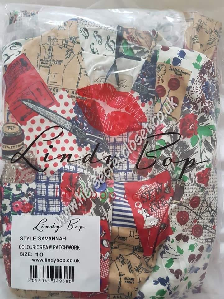 Lindy Bop Savannah Cream Patchwork Tea Dress - HerSecretCloset.co.uk