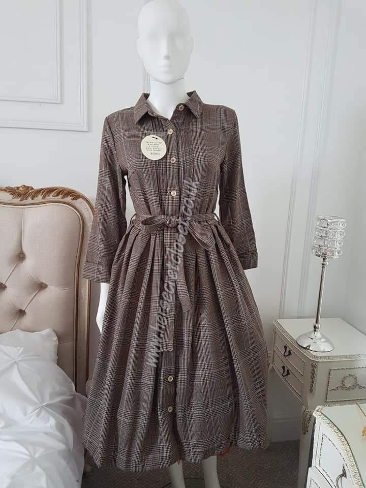 Lindy Bop Charlotte Rustic Check Shirt Swing Dress - HerSecretCloset.co.uk