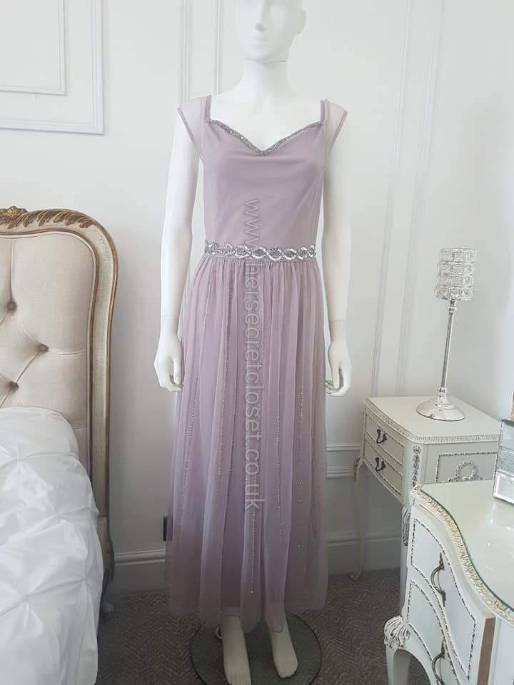 Lindy Bop Abrielle Mauve Maxi Evening Dress Vintage 1920s - HerSecretCloset.co.uk