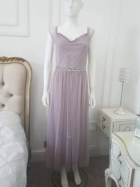 Lindy Bop Abrielle Mauve Maxi Evening Dress Vintage 1920s - HerSecretCloset.co.uk