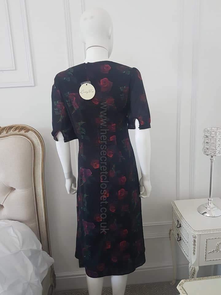 Lindy Bop Amelia May Rustic Rose Tea Dress - HerSecretCloset.co.uk