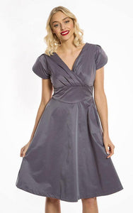 Lindy Bop Birdie Slate Grey Swing Dress - HerSecretCloset.co.uk