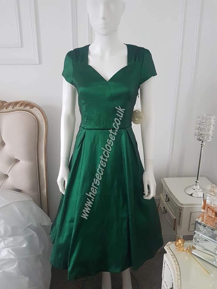 Lindy Bop Celestine Shamrock Tafetta Swing Dress - HerSecretCloset.co.uk