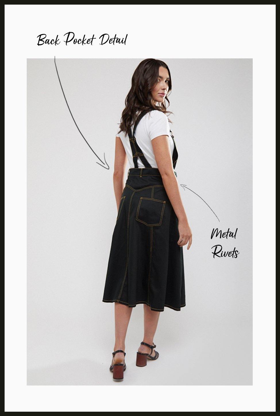 Lindy Bop Damaris Dark Green denim Dungaree Pinafore Skirt - HerSecretCloset.co.uk