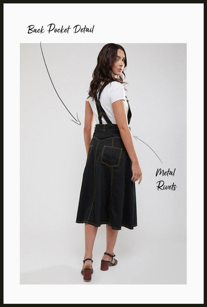 Lindy Bop Damaris Dark Green denim Dungaree Pinafore Skirt - HerSecretCloset.co.uk
