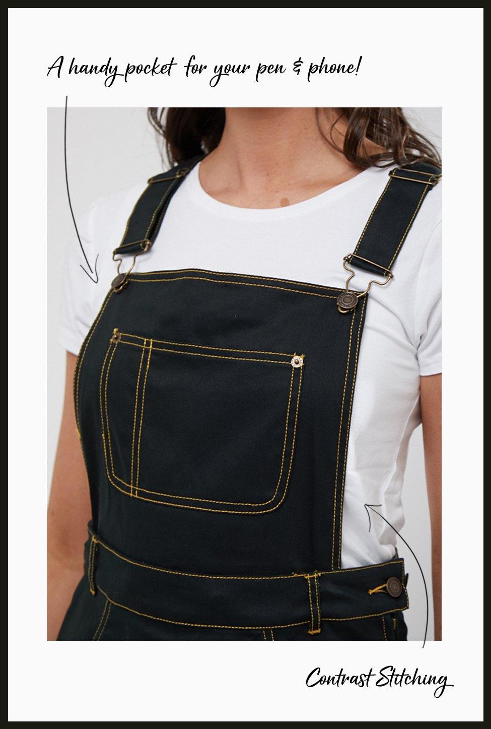 Lindy Bop Damaris Dark Green denim Dungaree Pinafore Skirt - HerSecretCloset.co.uk