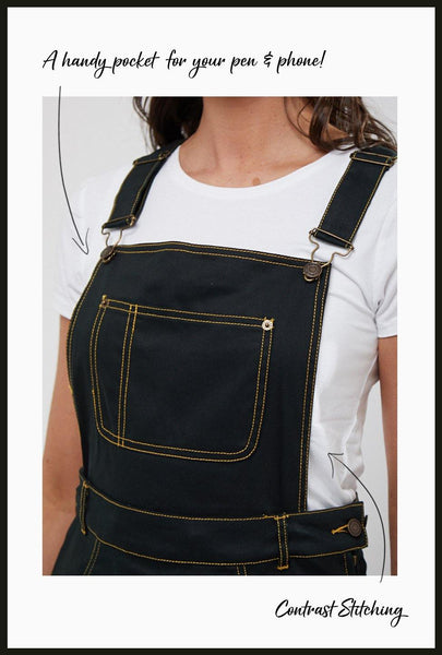 Lindy Bop Damaris Dark Green denim Dungaree Pinafore Skirt - HerSecretCloset.co.uk