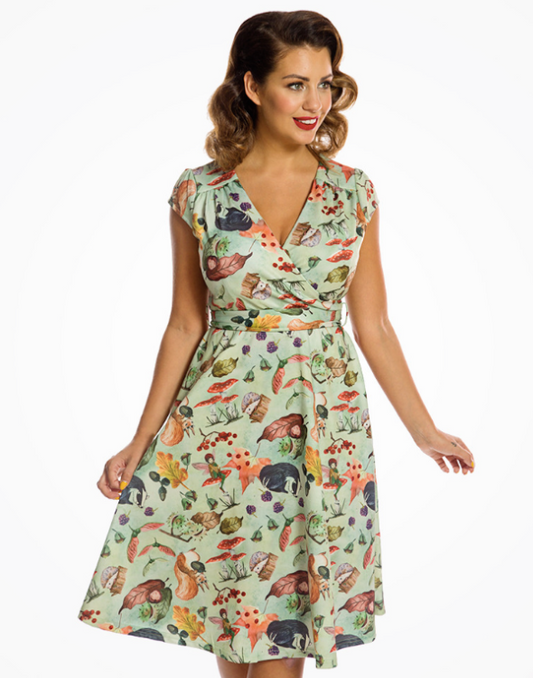 Lindy Bop Dawn Woodland Fairy Print Swing Dress - HerSecretCloset.co.uk