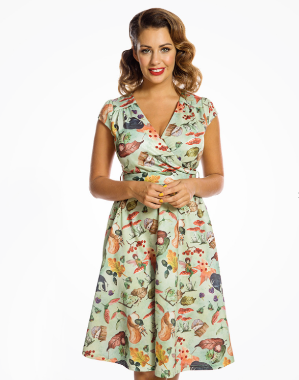 Lindy Bop Dawn Woodland Fairy Print Swing Dress - HerSecretCloset.co.uk