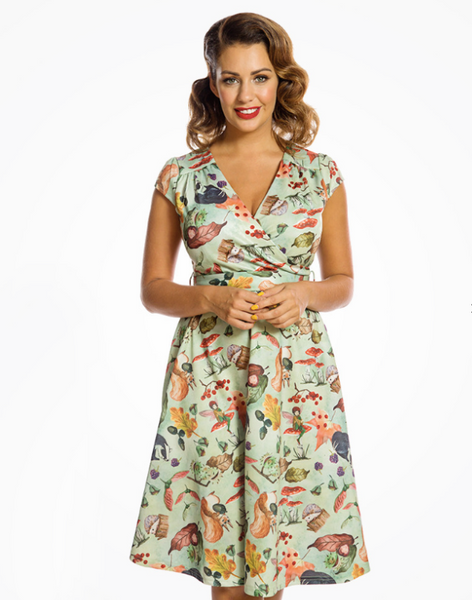 Lindy Bop Dawn Woodland Fairy Print Swing Dress - HerSecretCloset.co.uk