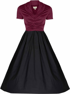 Lindy Bop 'Elsa Burgundy' Classy Vintage 1950's Rockabilly Swing Jive Shirt Dress - HerSecretCloset.co.uk