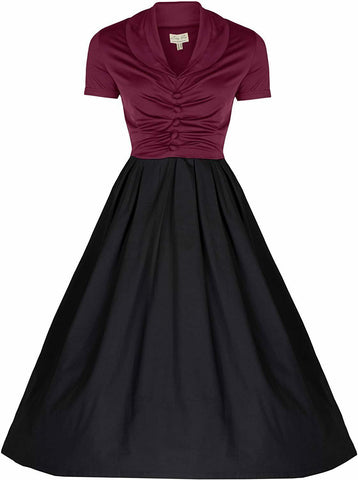 Lindy Bop 'Elsa Burgundy' Classy Vintage 1950's Rockabilly Swing Jive Shirt Dress - HerSecretCloset.co.uk