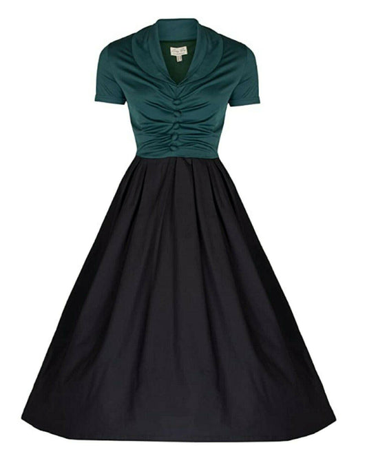 Lindy Bop 'Elsa Green' Classy Vintage 1950's Rockabilly Swing Jive Shirt Dress - HerSecretCloset.co.uk