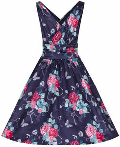 Lindy Bop Harper Charming Purple Rockabilly Fit & Flare Dress - HerSecretCloset.co.uk