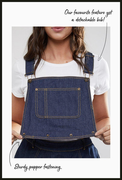 Lindy Bop Damaris Indigo Denim Pinafore Dungaree Dress Skirt - HerSecretCloset.co.uk