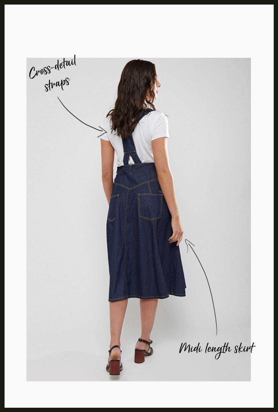 Lindy Bop Damaris Indigo Denim Pinafore Dungaree Dress Skirt - HerSecretCloset.co.uk