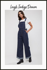 Lindy Bop Leigh Indigo Denim Dungarees - HerSecretCloset.co.uk