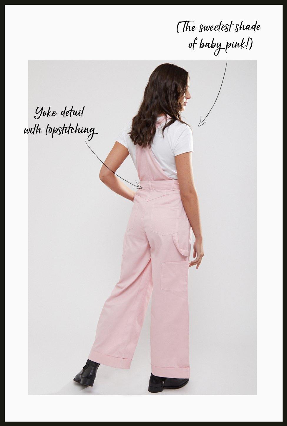 Lindy Bop Leigh Pink Denim Dungarees - HerSecretCloset.co.uk