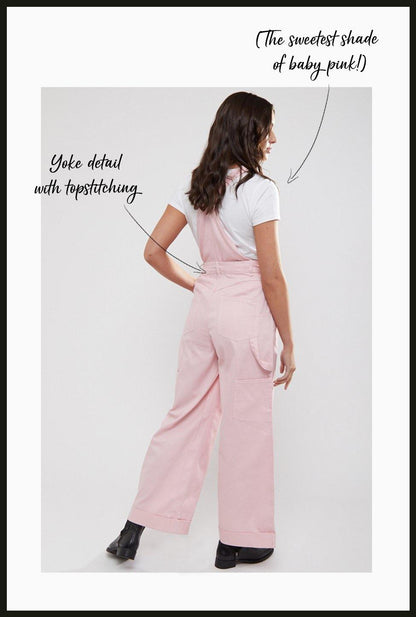 Lindy Bop Leigh Pink Denim Dungarees - HerSecretCloset.co.uk
