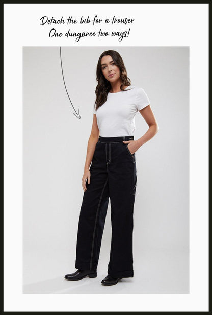 Lindy Bop Leigh Black Vintage inspired Dungaree, Jeans - HerSecretCloset.co.uk