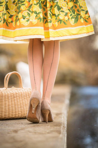 Lindy Bop Christie Lemon Print Swing Dress - HerSecretCloset.co.uk